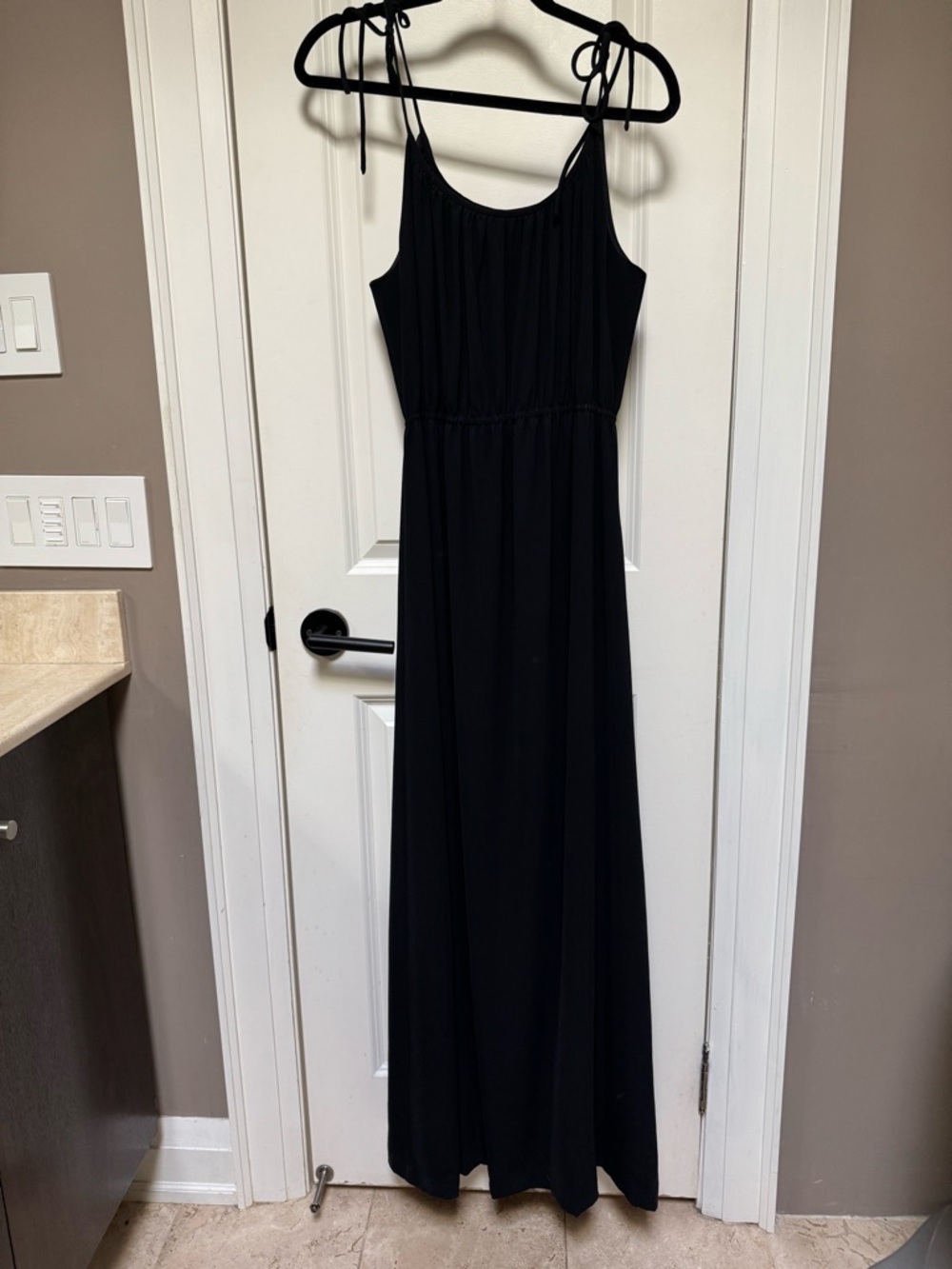 Theory Black Tie-Strap Maxi Dress